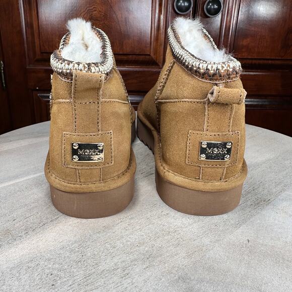 Mexx Womens Size 9.5 US Suede Shearling Boot Chestnut Fur Lined Ankle Platform - Picture 9 of 14